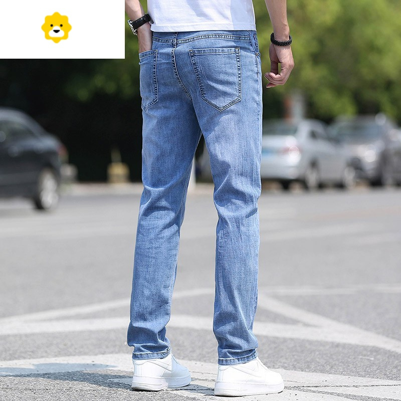 fishbasket天牛仔裤男士季薄款直筒宽松休闲修身百搭长裤子男潮流水洗