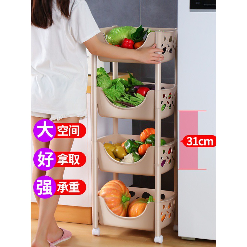 厨房置物架落地多层收纳架子蔬菜用品用具小百货筐卧室收纳层架 三维工匠高清大图