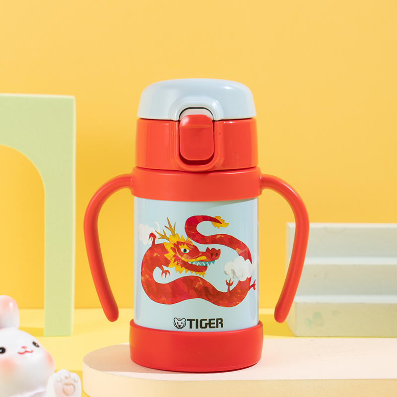 虎牌(tiger) 304不锈钢保冷杯幼儿卡通吸管杯儿童吸管水杯 双把手杯 MCK-A28C 280ml高清大图