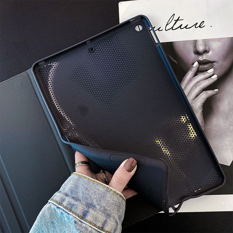 新款ipad2020版10.9保护套10.2寸mini5平板2019潮牌Air2/3保护壳 白色油画纹钩书本款[ 无赠品
