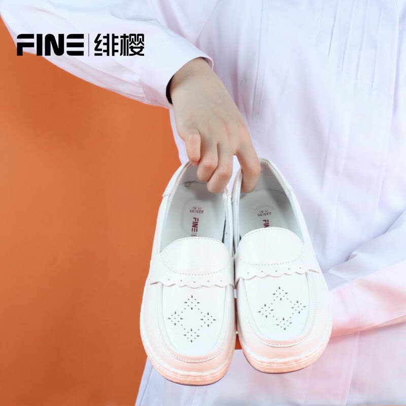 绯樱爆米花款护士鞋女春秋季款真牛皮软底镂空透气工作鞋BT2616 41码图片