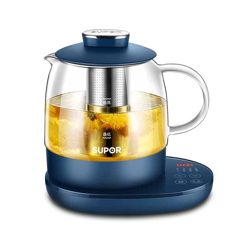 苏泊尔小黄人养生壶办公室多功能小型mini煮茶壶玻璃壶家用花茶壶蓝色