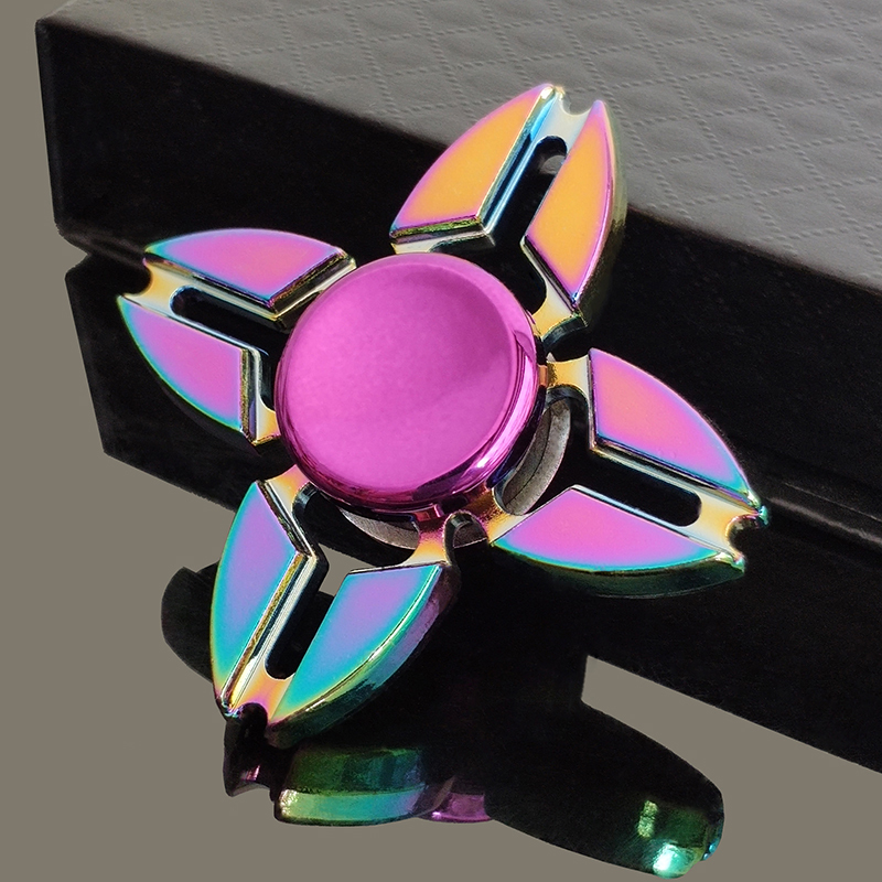 钢铁指尖陀螺金属合炫彩手指甲之间螺旋转动男女孩儿童指头间转子 浅