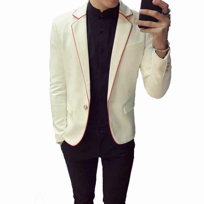 2018春装年轻男士帅气韩版百搭修身长袖西服青年帅气英伦修身便西