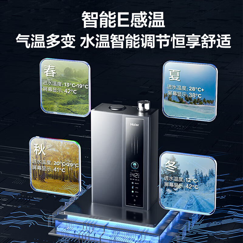 海尔(Haier)16升燃气热水器[E5]超一级能效节能 增压变频水伺服恒温 JSLQ27-16E5DLPCU1高清大图
