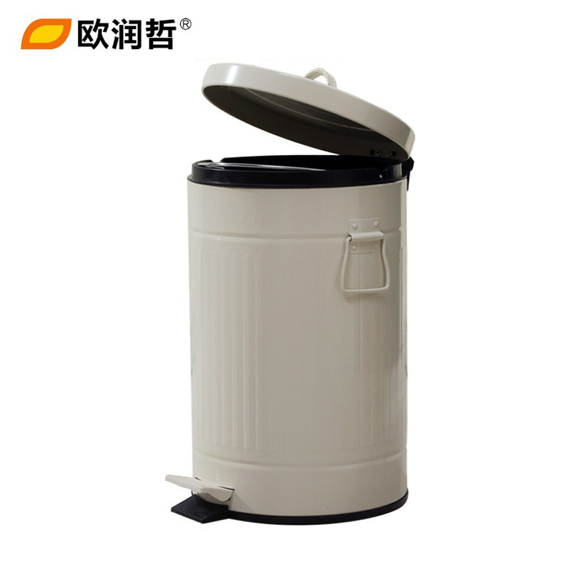 欧润哲(ORANGE) 12升缓降静音脚踏垃圾桶 圆形带盖家用大厅收纳桶卫生间酒店清洁筒102103