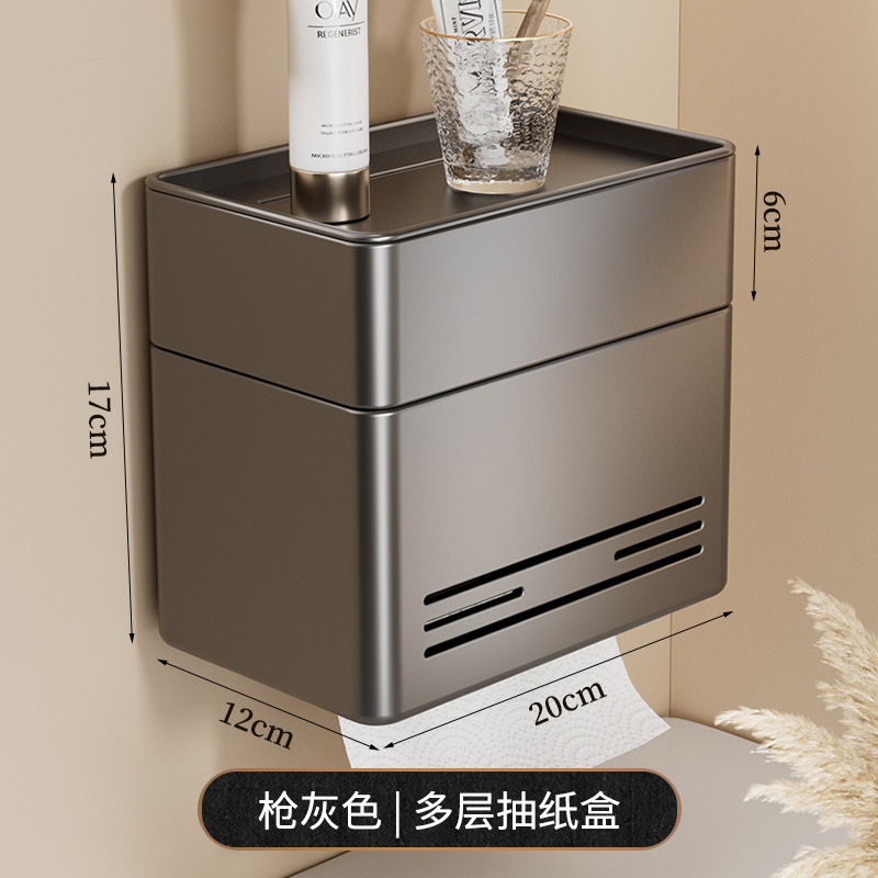 丹乐DANLE 免打孔卫生间纸巾盒浴室置物架 厕所纸巾收纳架洗手间壁挂手纸卷纸架厕纸抽纸盒卫生纸收纳盒