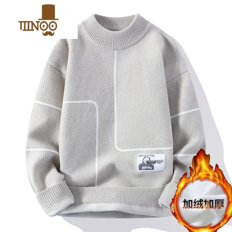 YANXU男士毛衣青少年学生打底针织衫休闲内搭半高领潮流毛衫男图片