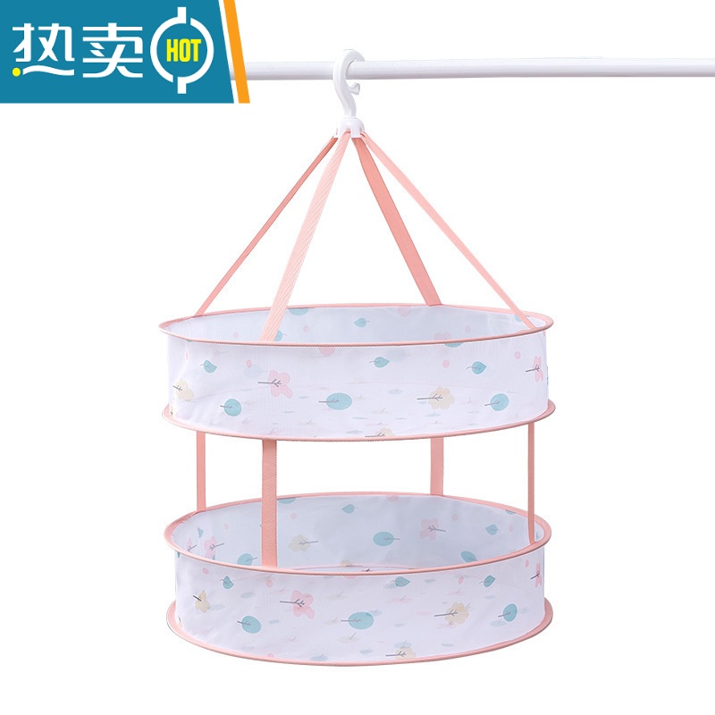 敬平晾衣网晒袜子器晒衣篮晾晒衫平铺的网兜家用毛衣专用晾衣架 菠萝双层小号48cm高清大图