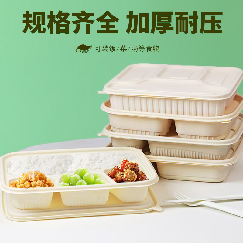 一次性可降解餐盒四格1300ml 200套/箱高清大图