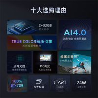 长虹55英寸 55D58 PRO 4K超高清 免遥控远场语音 疾速投屏 2+32GB 全景全面屏 平板液晶电视机