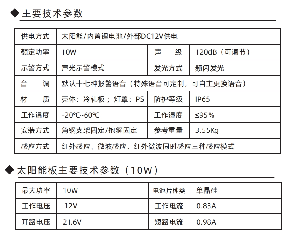 辉谷HG8106太阳能语音警示灯(计价单位:套)红色高清大图