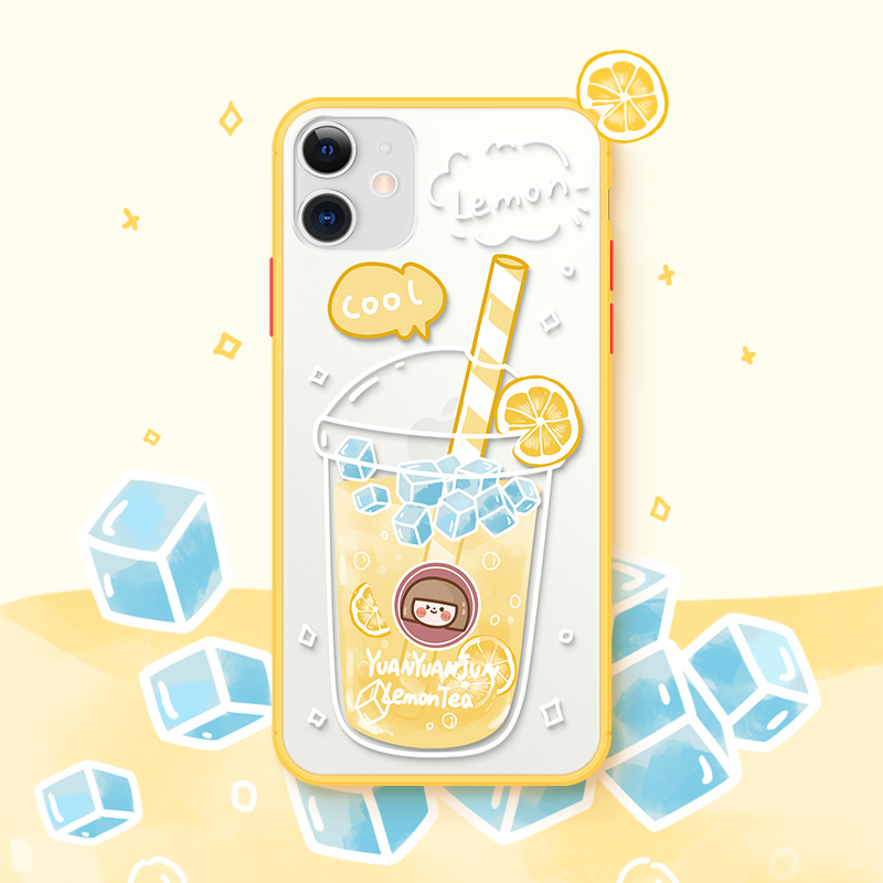 卡绮苹果12手机壳iPhone11液态promax硅胶x新款xr全包7/8plus女iPhonexr防摔卡通网红可爱柠檬