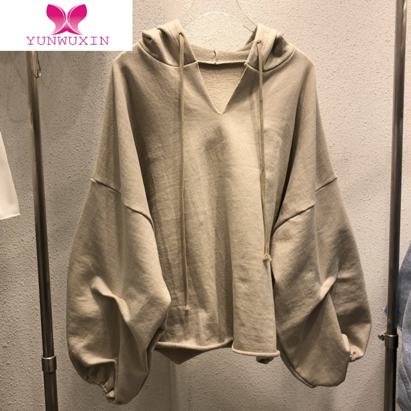 YUNWUXIN2020年卫衣女ins超火潮牌外套古着vintage薄款宽松带帽上衣服