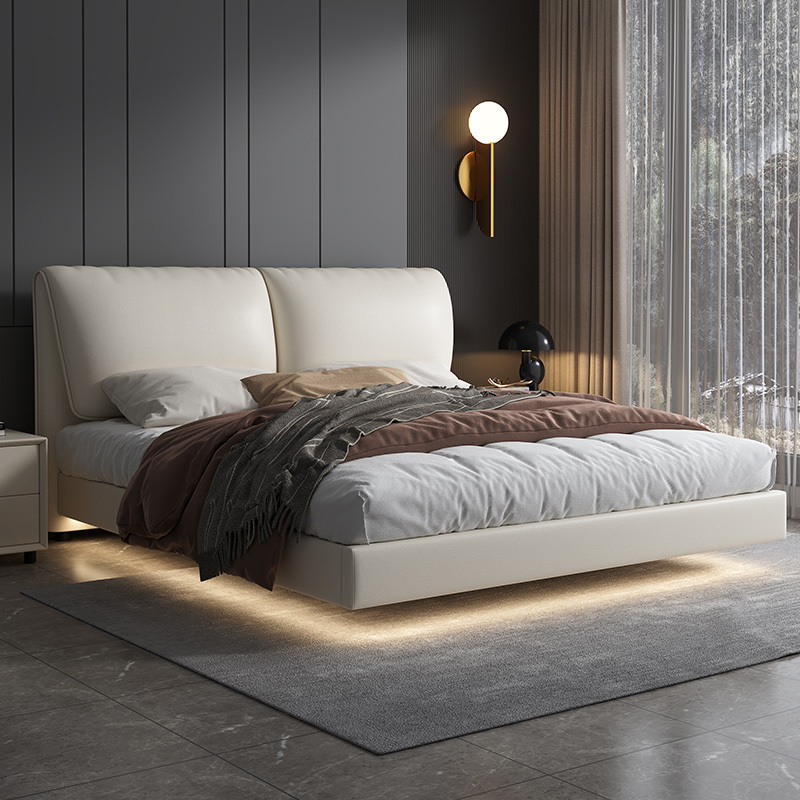 梵宜 悬浮床意式轻奢奶油风现代简约大象耳朵纳帕皮床主卧双人婚床