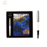 派克（PARKER）签字笔礼盒 乔特复古白白夹宝珠笔+AR笔记本礼盒套装