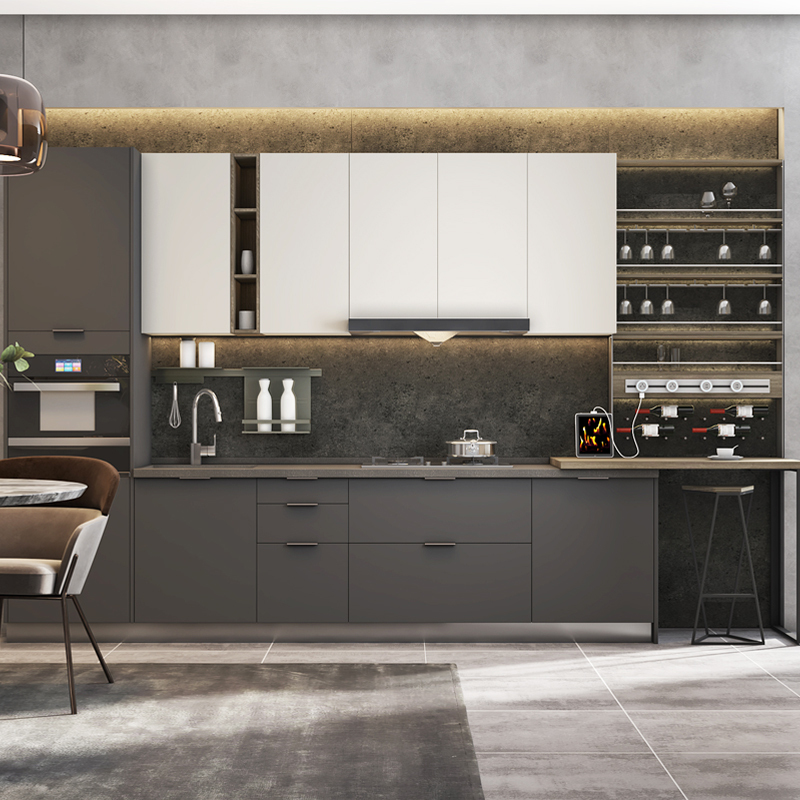 志邦整体厨房橱柜定制厨房厨柜装修石英石台面现代简约范特西橱柜3m地