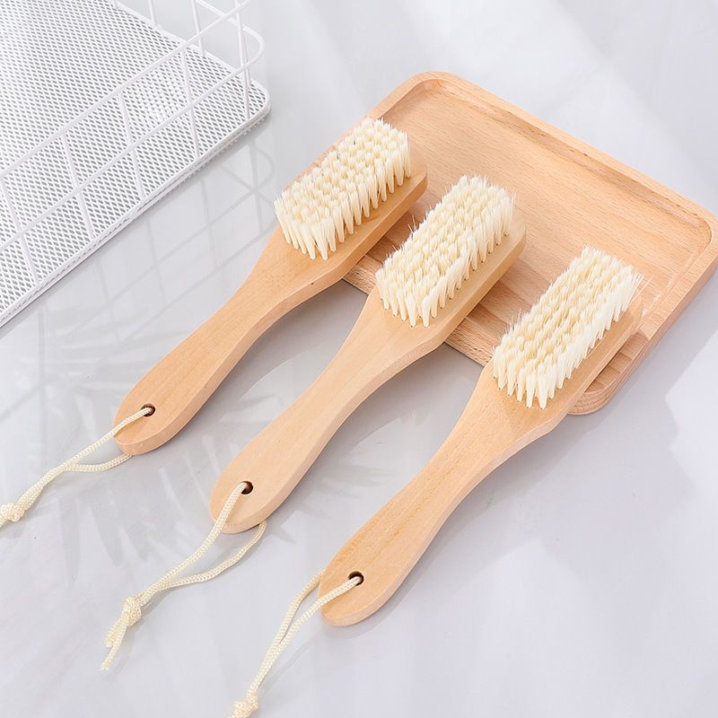 黄毛洗鞋刷超软磨尖刷毛驱除尘刷皮鞋刷原木柄软毛清洁洗护刷子黄毛鞋