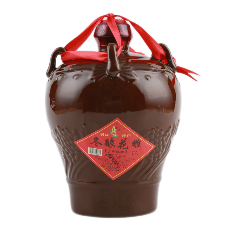 湘溪浙江特产坛装黄酒十年陈冬酿花雕黄酒1.5L