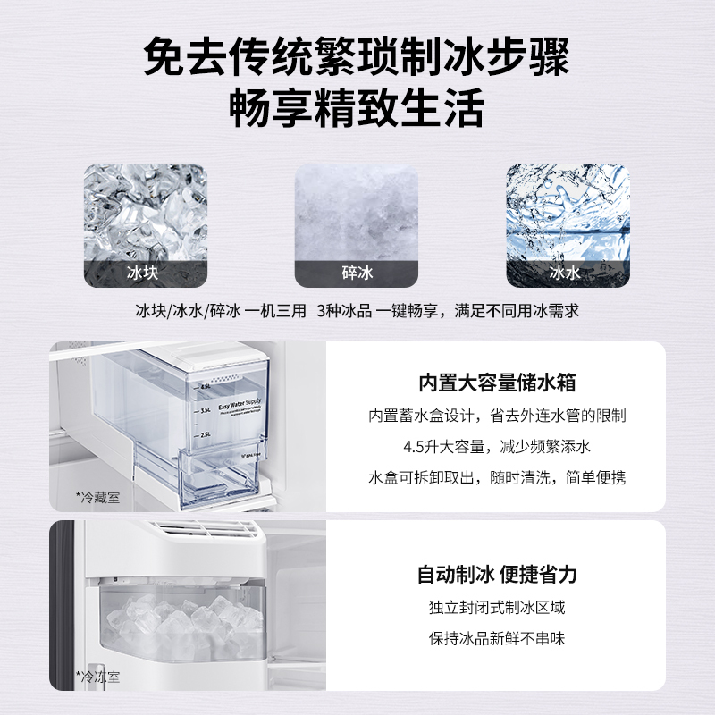 三星 RS64R53E71L/SC 635升双开门冰箱 大容量对开门 家用冰箱 金属匀冷 自动制冰机 净味清新