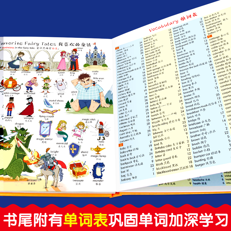 [正版]精装2册儿童英语单词大书少儿英语启蒙幼儿英语入门零基础儿童情景对话英语1000句口语启蒙幼儿英语漫画书英文绘本高清大图