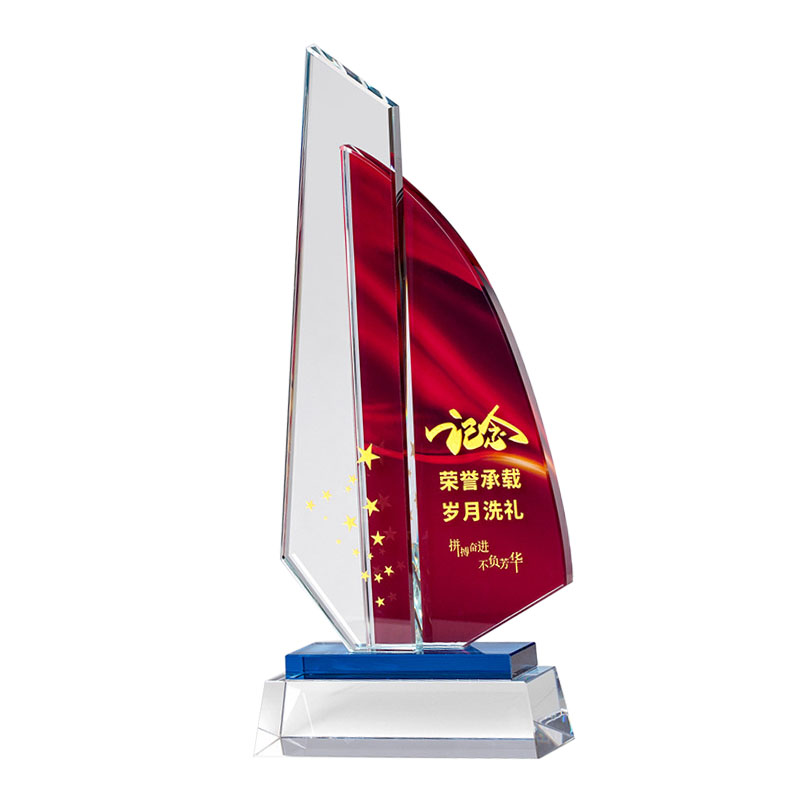 优彩嘉 政治生日纪念奖杯 水晶五星旗帜款 J-15 单位:个高清大图