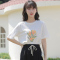 2022夏季油画图案T恤女短袖宽松显瘦学院风纯棉上衣女