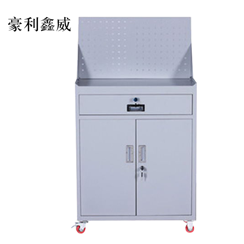 豪利鑫威工具柜加厚铁皮储物柜工厂车间用带抽屉汽修多功能收纳柜灰白色一斗小柜含轮子高清大图
