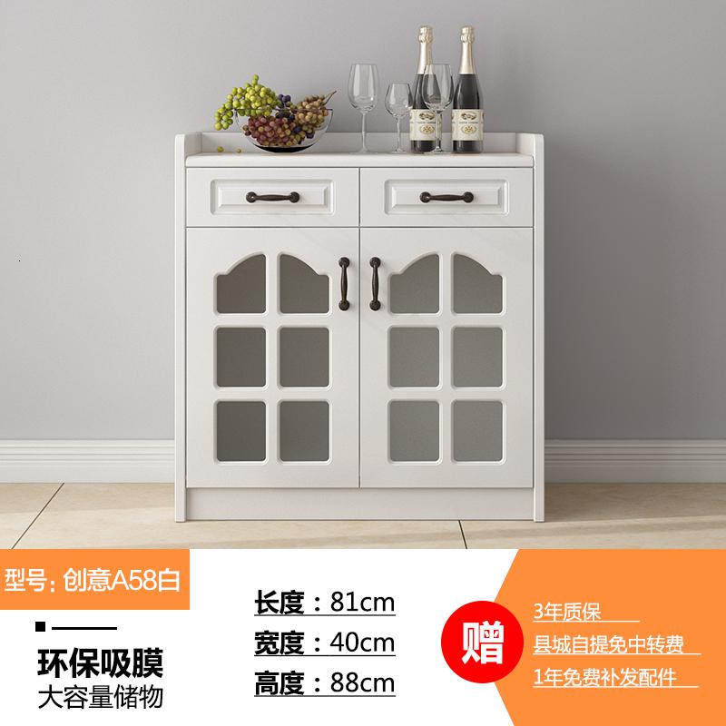 现代简约餐边柜餐厅碗柜储物柜客厅家用茶水柜经济型厨房边柜北欧_21_90 创意A58白双门