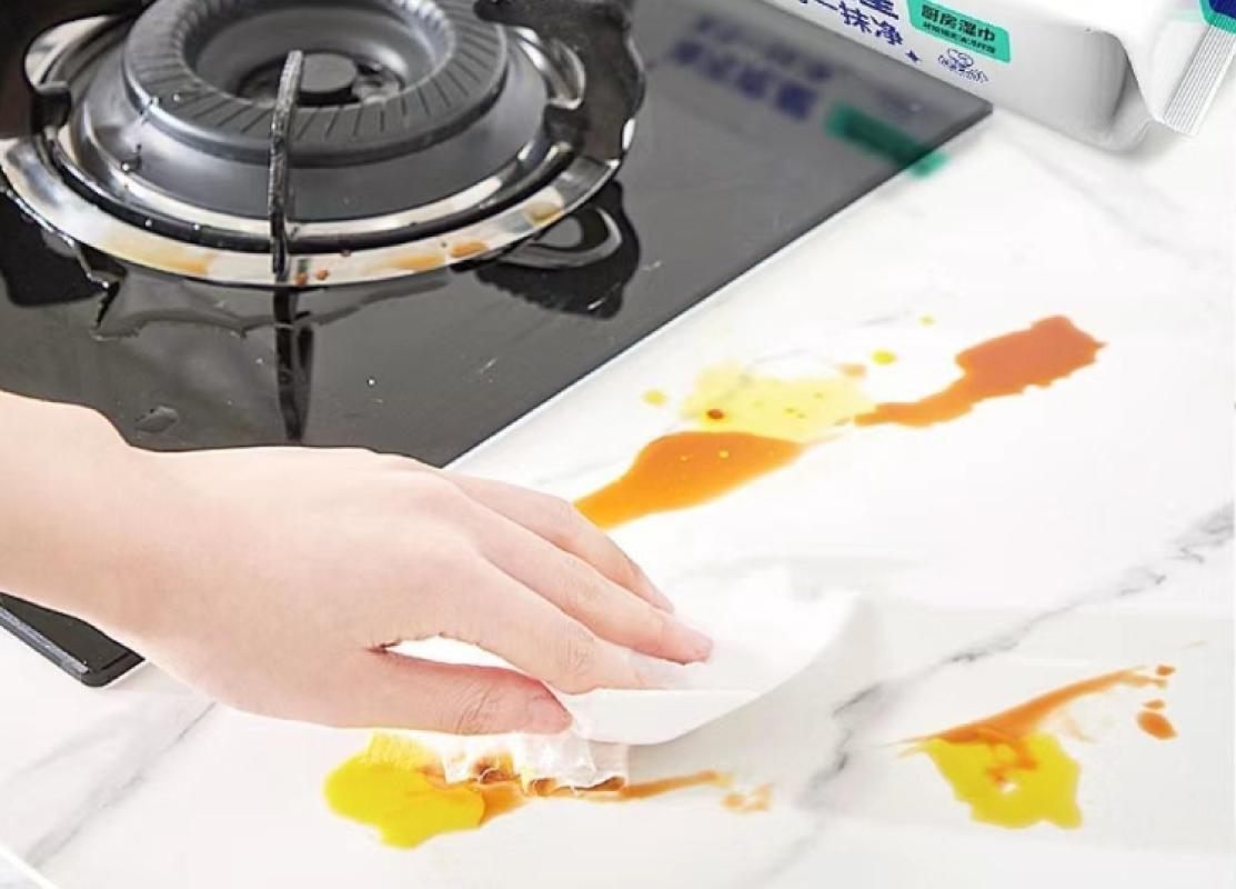 万能厨房湿巾清洁神器大包装强力除油去油污油烟机专用湿纸巾-加厚;【3大包/240抽】