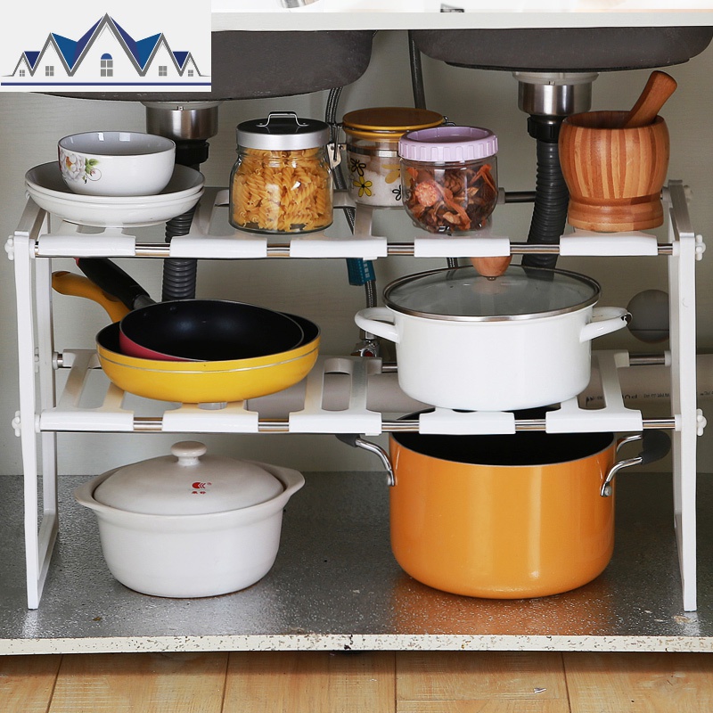 下水置物架家用不锈钢微波炉伸缩架子储物柜厨房调味用品收纳架_3_678高清大图