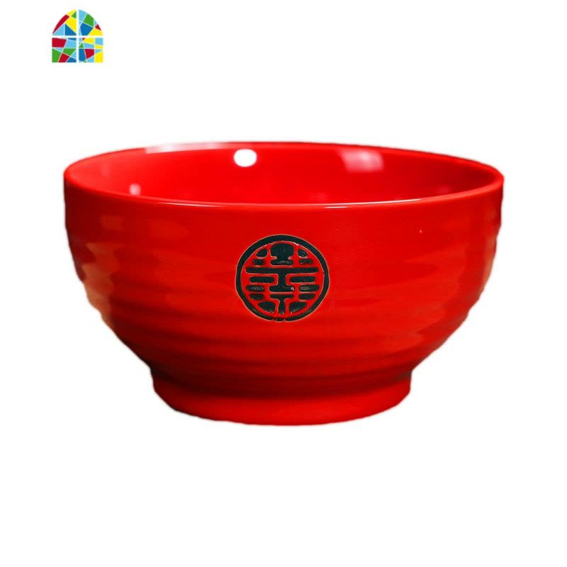 日式陶瓷红色面碗大汤碗红碗结婚碗筷套装情侣对碗喜庆礼品碗筷勺 FENGHOU 5英寸一个送筷子图片