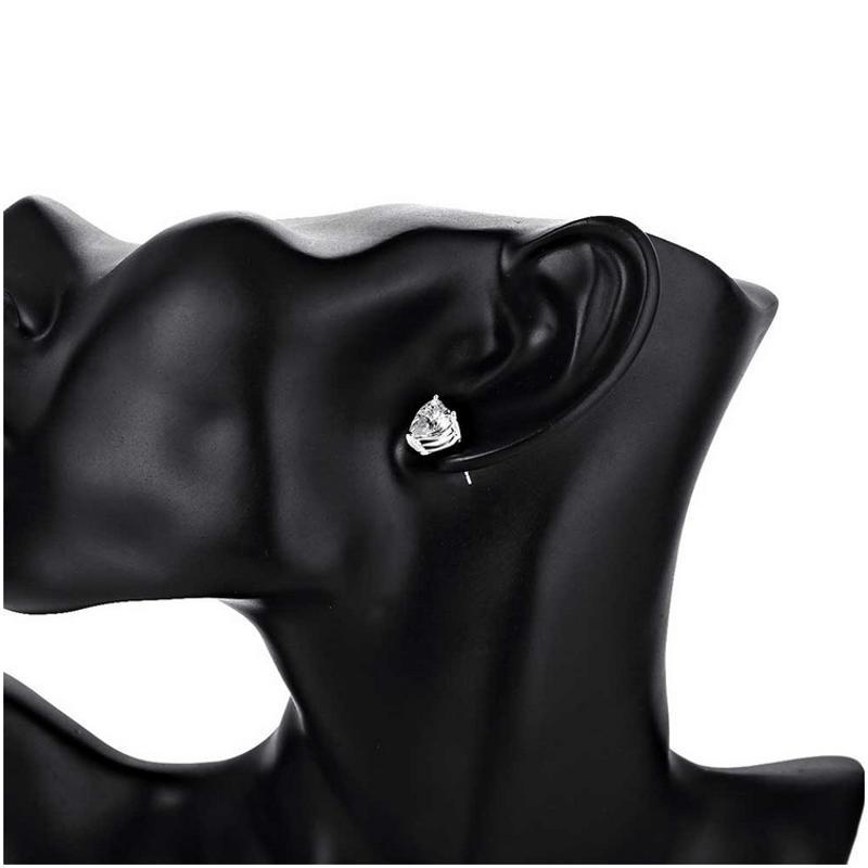 E087 Women silver plated earring 镀925纯银耳钉时尚心形耳环女