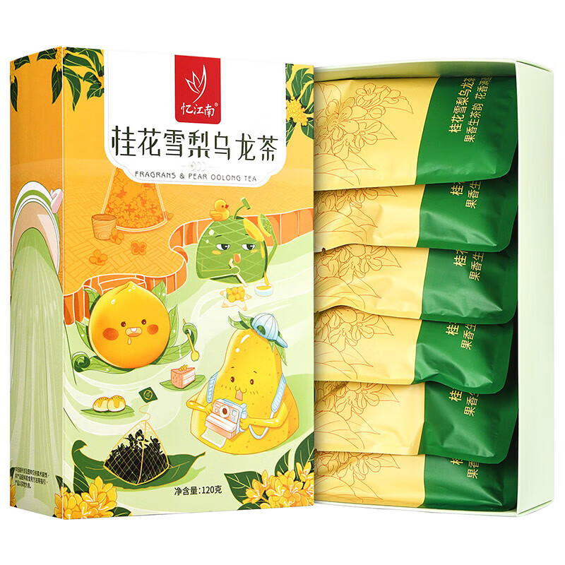 忆江南 花草茶 桂花雪梨乌龙茶120g 水果茶哈密瓜黄桃蜜桃花果茶养生茶包