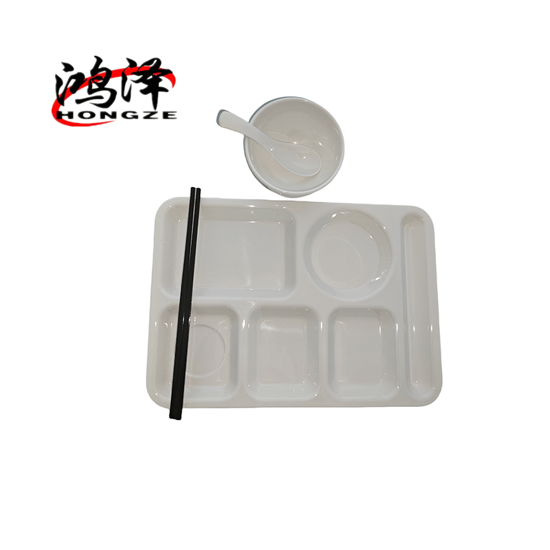 鸿泽密胺餐具四件套 六格碗勺筷子