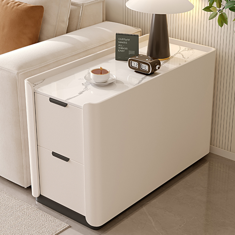 青木川 简约现代实木沙发边柜侧边柜轻奢岩板边几客厅家用角几简约现代茶水柜收纳储物柜夹缝柜超窄小茶桌角几