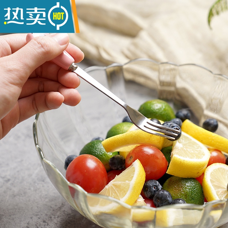 敬平水果叉子家用儿童安全可爱轻奢高端网红吃水果签果插小叉子水果叉 黄色5支装高清大图