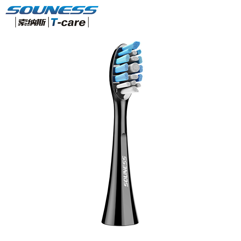 索纳斯(SOUNESS)电动牙刷头SN801声波震动成人牙刷头 男女自动牙刷头 变色毛提示 经典黑*2