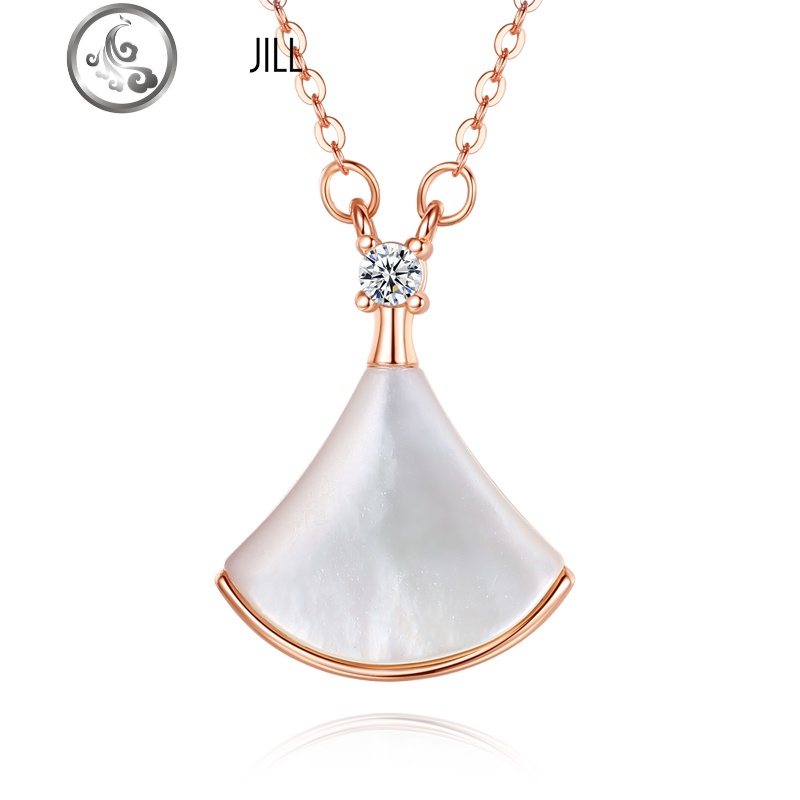 小裙子项链女纯银简约ins潮网红贝母锁骨链扇形气质小众轻奢吊坠 JiMi高清大图