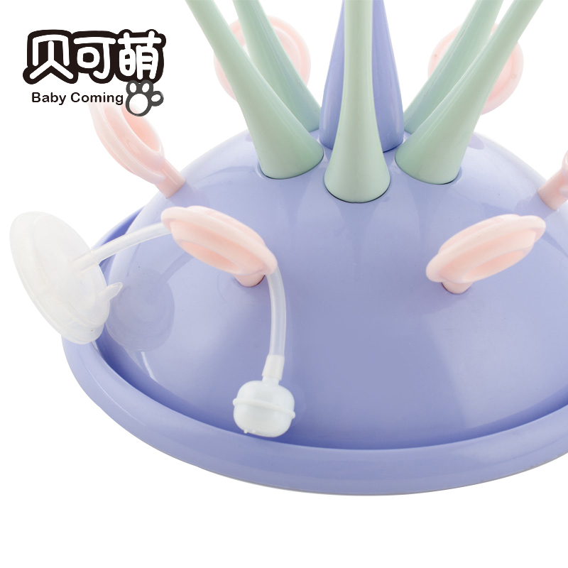 贝可萌(Baby Coming)奶瓶干燥架 奶瓶晾干沥水架 防尘架 PP+ABS材质