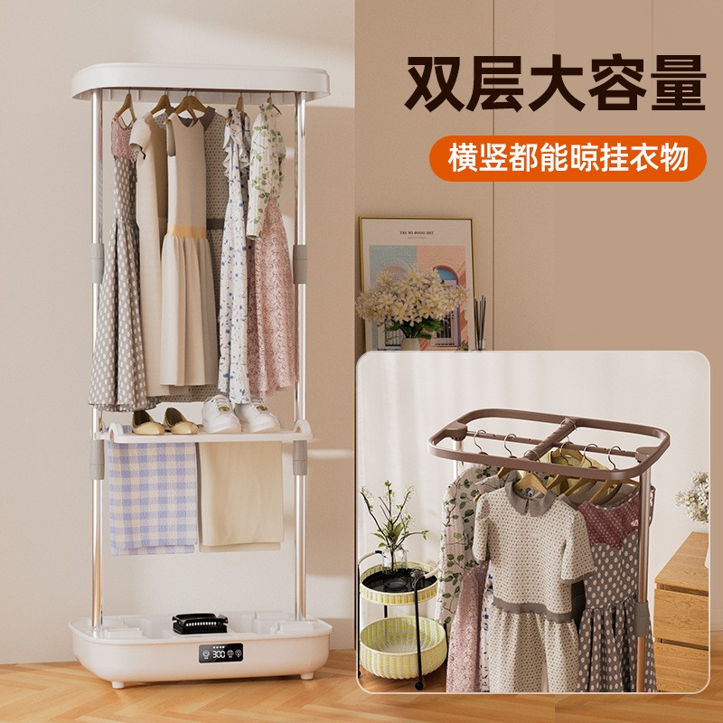 奥克斯家用便携式烘干机宿舍定时衣服干衣机新款小型可折叠烘衣机 [圆形窗口]机械款高清大图
