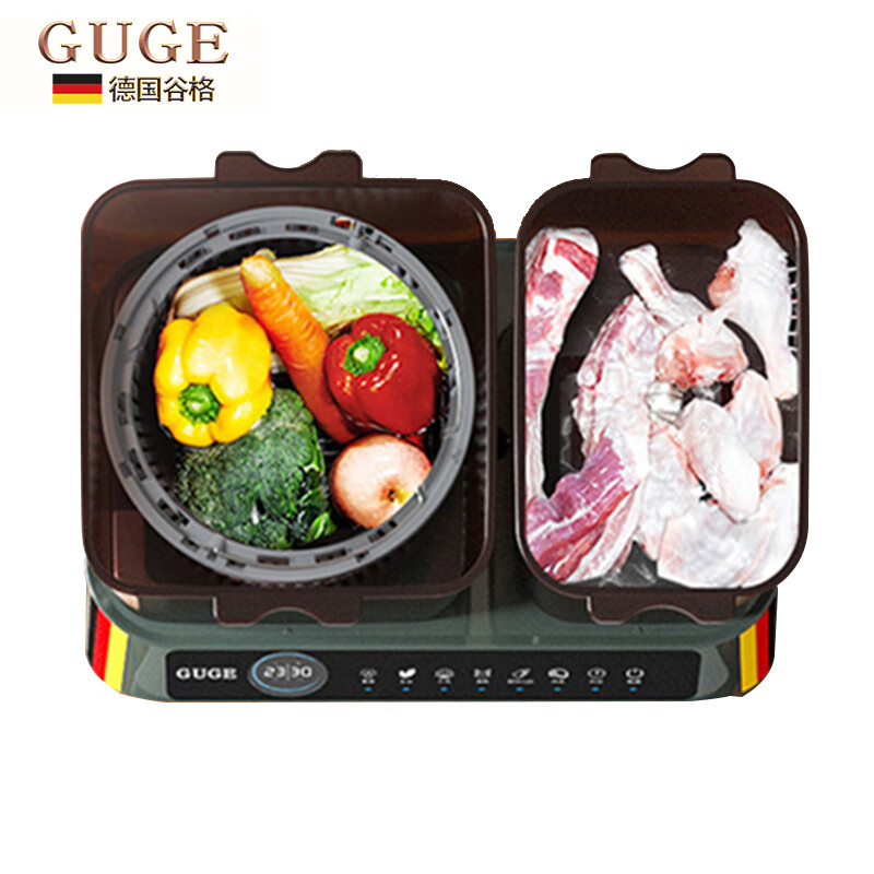 谷格(GUGE)果蔬清洗机多功能智能洗菜机家用全自动消毒食材洗水果蔬菜净化器 双桶双区独控 旋转清洗净化G088高清大图