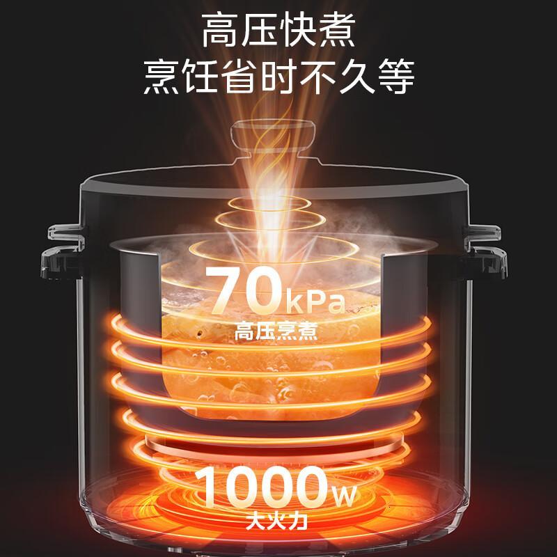 美的(Midea)电压力锅智能家用5L大容量电锅预约多功能开盖煮不粘锅高压锅煮饭煲汤双胆压力锅50X3-301高清大图