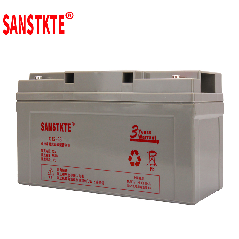 SANSTKTE胶体铅酸免维护蓄电池UPS电源12V65AH安防通信照明监控EPS门禁直流屏C12-65高清大图