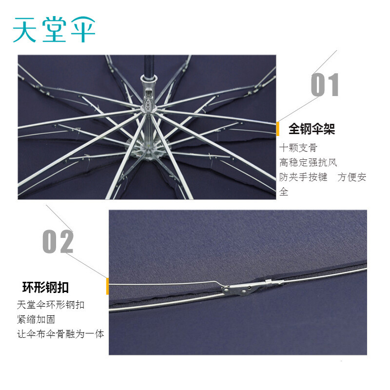 天堂伞 加大64cmX10骨强效拒氺男女通用大伞晴雨商务伞 3311E