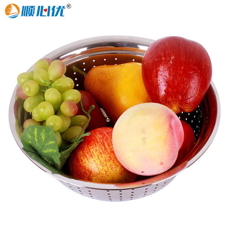 顺心优 加厚不锈钢多用漏盆 洗菜盆 22cm/个高清大图