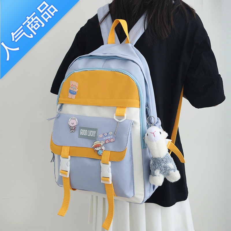 封后原创小众书包女大学生高中初中生ins风日系简约森系背包夏双肩包学生书包