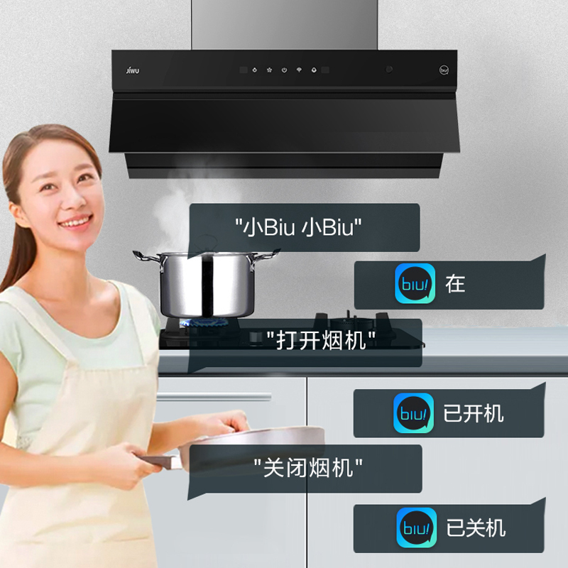 苏宁极物小Biu油烟机JW7001家用抽油烟机大吸力挥手智控侧吸欧式