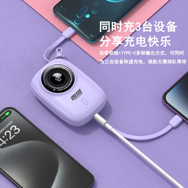 雷摄(LEISE)LS-KP90 充电宝22.5W快充自带线10000毫安可上飞机 紫色高清大图