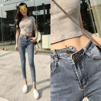 莆兮思puxisi2019春夏女装高腰弹力牛仔裤女小脚裤长裤子铅笔裤九分裤修身显瘦